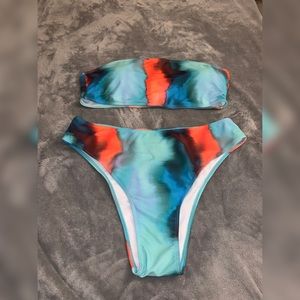 Tie Dye Bandeau Swimsuit